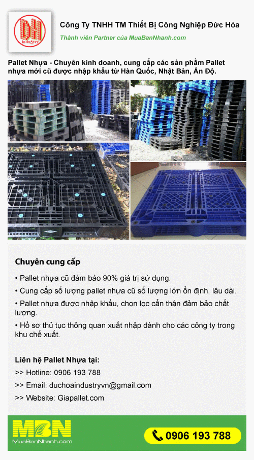 pallet nhựa cũ giá rẻ TPHCM